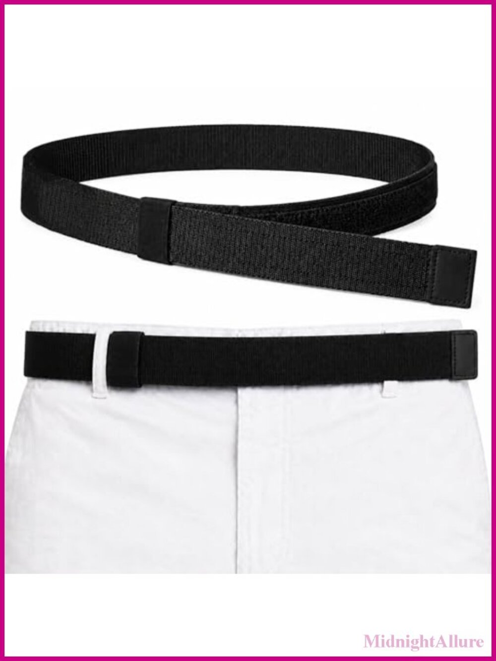 Adjustable No Buckle Stretch Belt Elastic Comfort Fit Hook and Loop Men Women